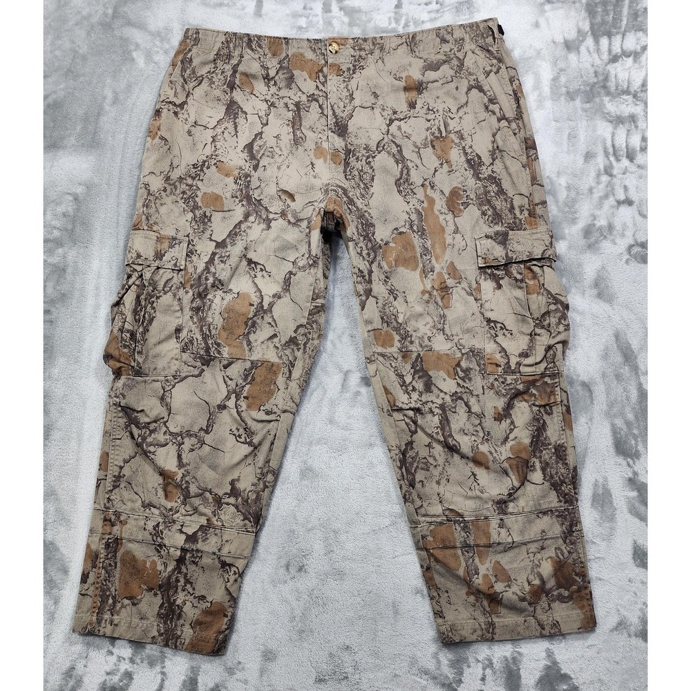 Natural Gear Pants Mens 2XL Brown Beige Camo Cargo Hunting Adjustable‎ Waist
